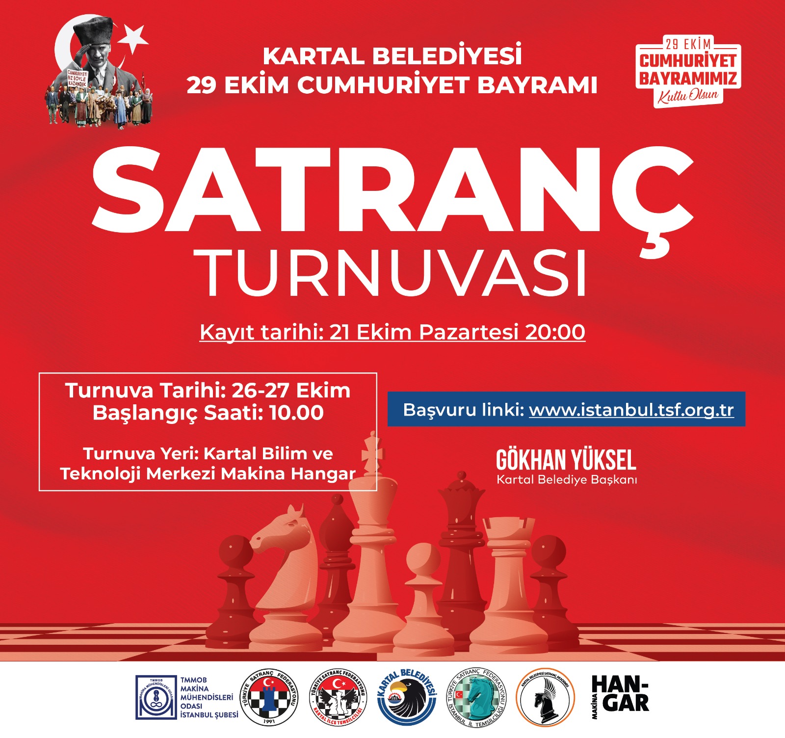 Kartal’da Cumhuriyet Kupası Satranç Turnuvası Başlıyor!